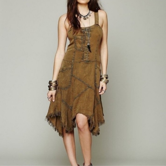 Free People Tencel Washed Apron Dress Sz XS - Picture 2 of 11